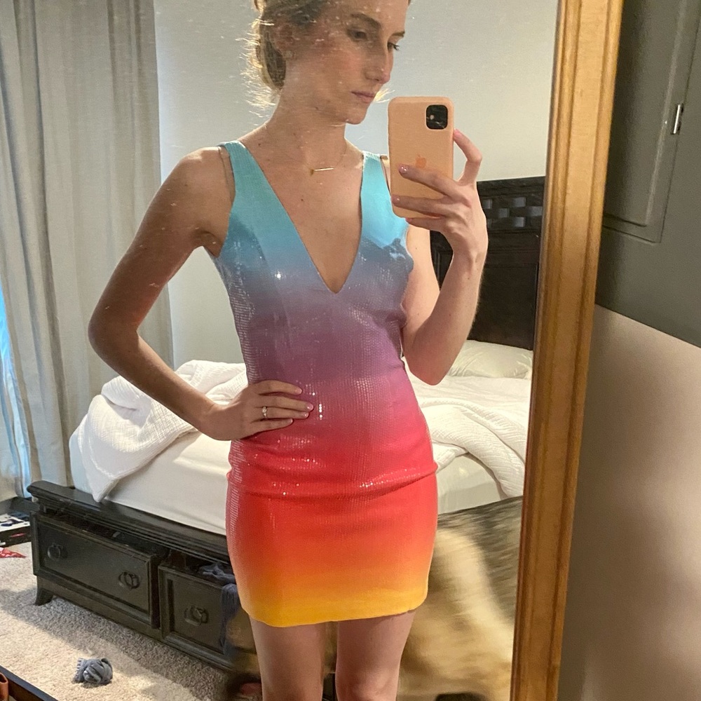 Runaway The Label Malibu Mini Dress Rainbow